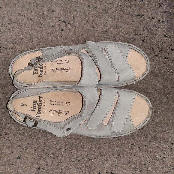 FINN COMFORT-Sylt Sandal-Soft Footbed-Beige Nubuck-Sz UK7-9.5 Women-Near Mint - Picture 8 of 9